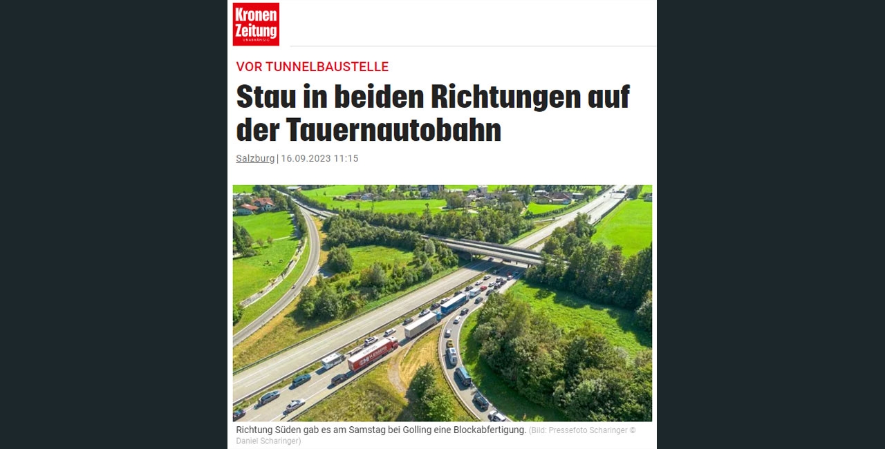 Stau in beiden Richtungen auf der Tauernautobahn