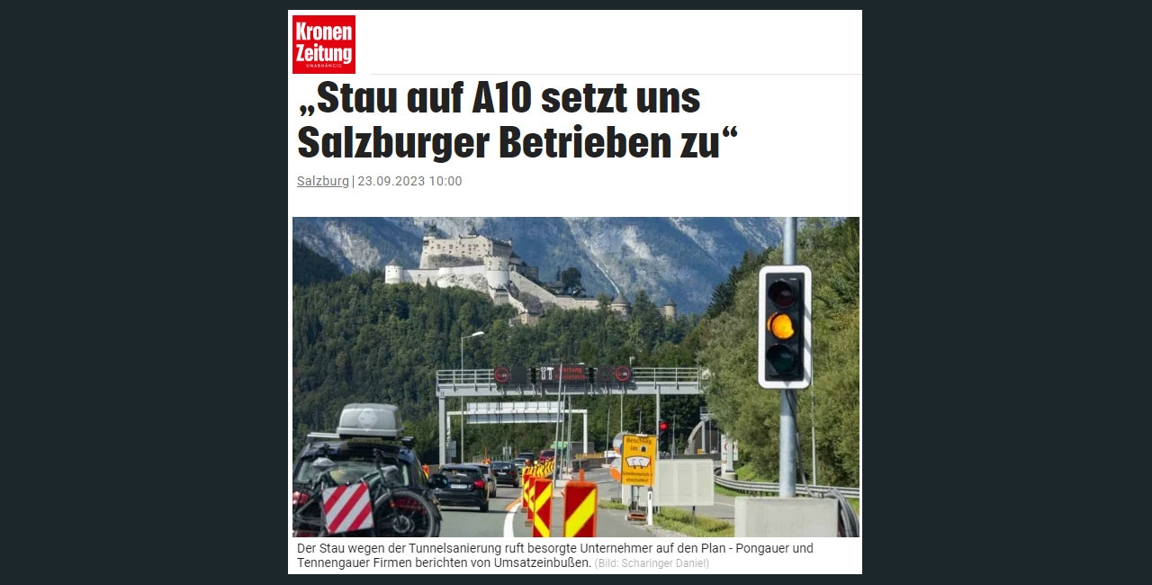 Stau auf A10 setzt uns Salzburger Betrieben zu