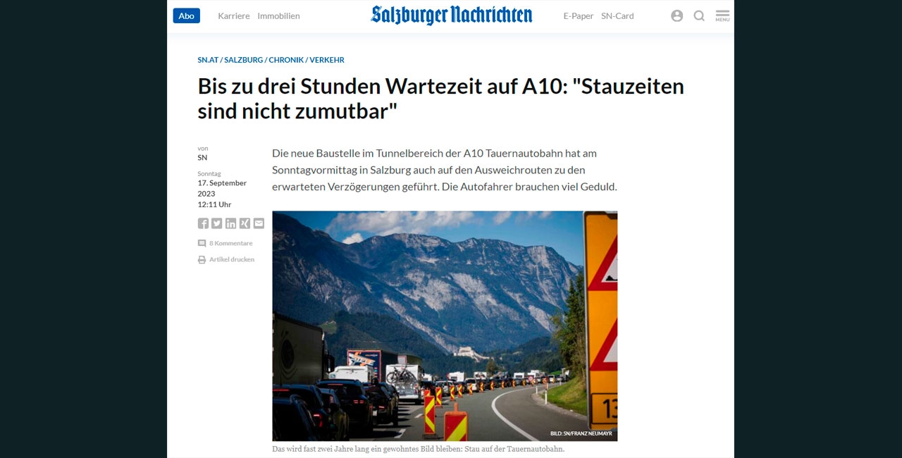 Bis zu drei Stunden Wartezeit auf A10: &quot;Stauzeiten sind nicht zumutbar&quot;