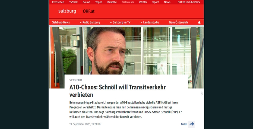 A10-Chaos: Schnöll will Transitverkehr verbieten