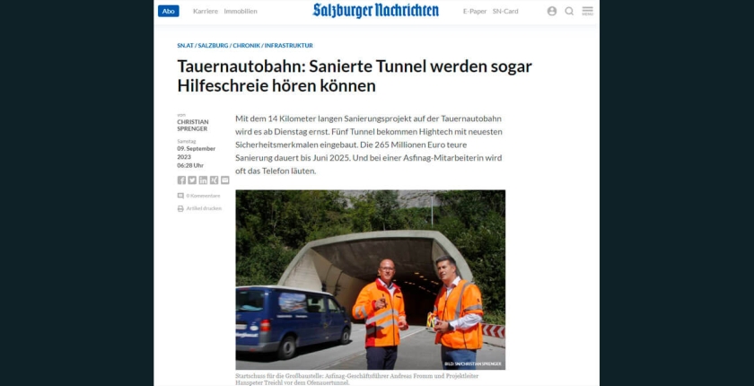 Tauernautobahn: Sanierte Tunnel werden sogar Hilfeschreie hören können