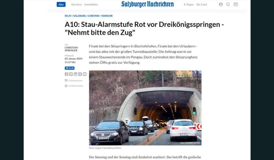 A10: Stau-Alarmstufe Rot vor Dreikönigsspringen - 